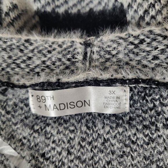 Plaid Open Front Cardigan Ivory Combo By 89th + Madison 3X Longline Design $68 - Picture 2 of 7